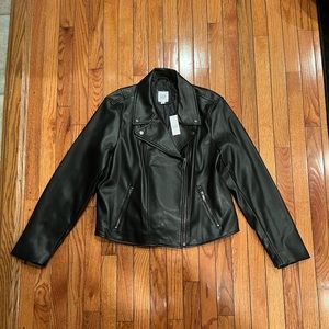 Brand new Gap black motorcycle jacket XL Faux Leather